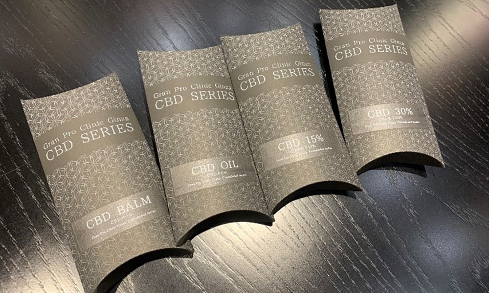 グランプロクリニック銀座で取り扱っているCBD配合のオイルやバーム。